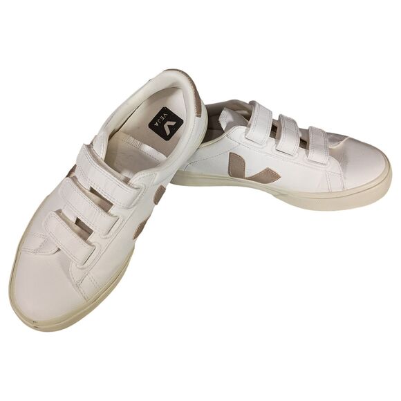 VEJA Sneakers T2 Womens 9 Gold White Leather Triple Strap - Picture 6 of 10